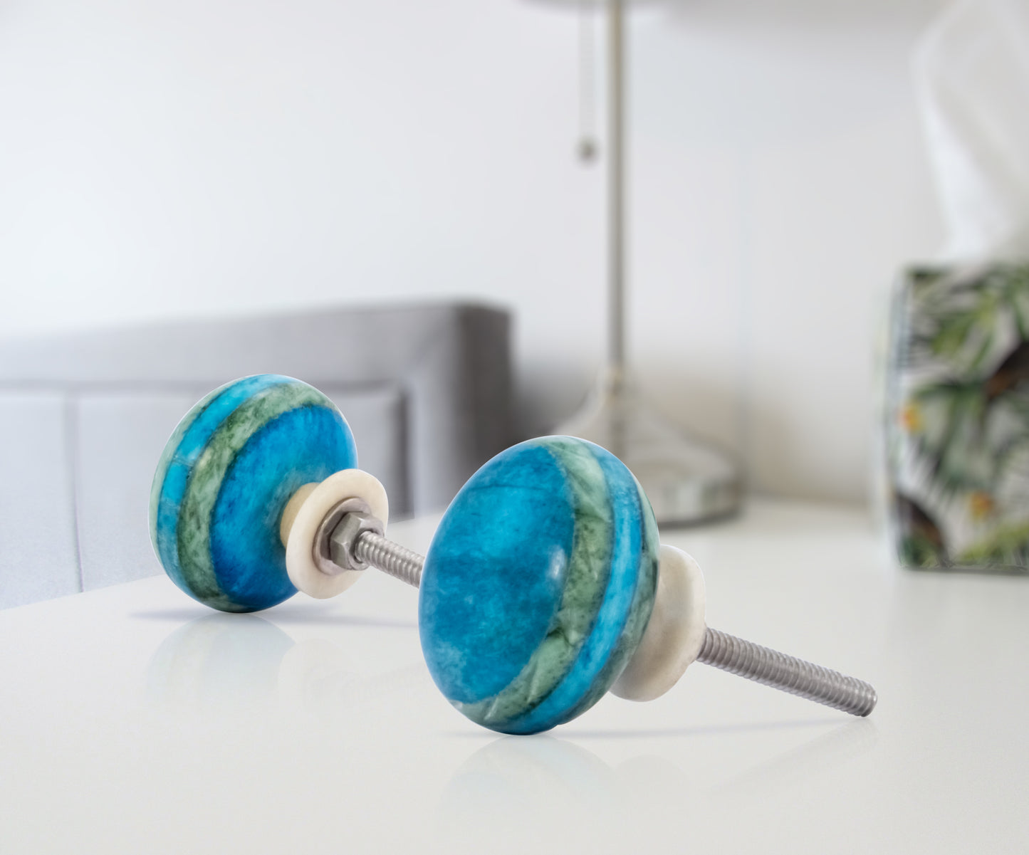 Mascot Hardware Ceramic Round 1-3/7 in. Blue Cabinet Knob (Pack of 10)