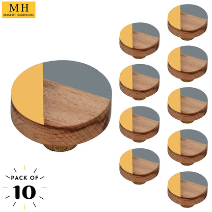Mascot Hardware Fusion 1-1/2 in. Grey Resin With Wood Round Cabinet Knob - Pack of 10