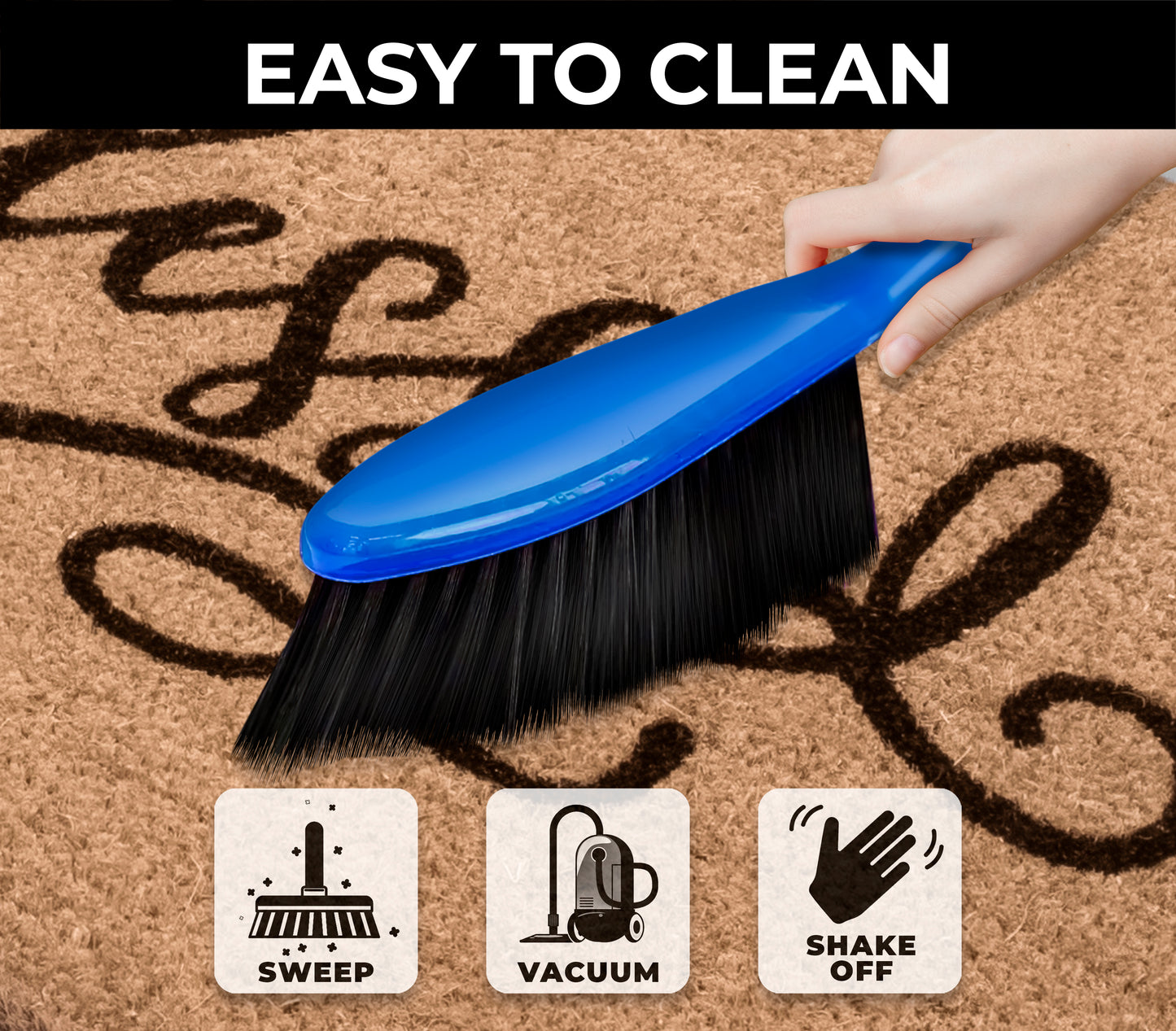 Blessed  Natural Coir Fiber Doormat, Anti-Slip PVC Mat Back | 28” x 18