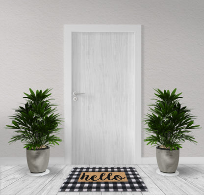 Hello Collection Natural Coir 28 in. x 18 in. Non Slip Indoor and Outdoor