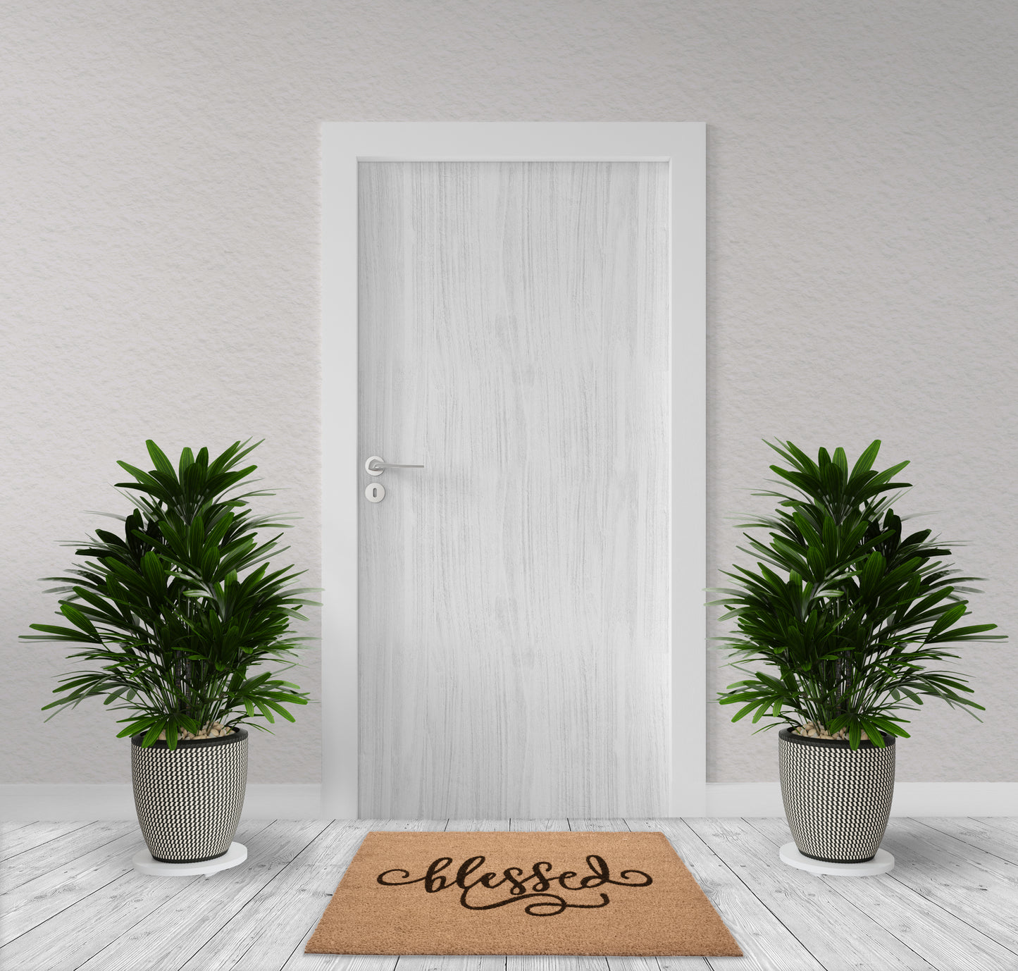 Blessed  Natural Coir Fiber Doormat, Anti-Slip PVC Mat Back | 28” x 18