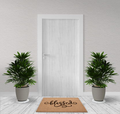 Blessed  Natural Coir Fiber Doormat, Anti-Slip PVC Mat Back | 28” x 18