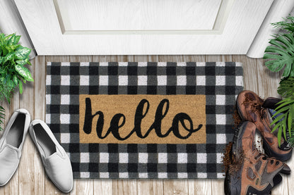 Hello Collection Natural Coir 28 in. x 18 in. Non Slip Indoor and Outdoor