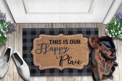 Happy Place Non Slip 28 in. x 18 in. Indoor and Outdoor Coir Mat