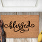 Blessed  Natural Coir Fiber Doormat, Anti-Slip PVC Mat Back | 28” x 18
