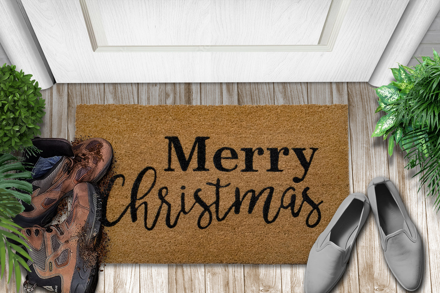 Merry Christmas Natural Coir Doormat 28 in. x 18 in. Indoor and Outdoot Coir Mat