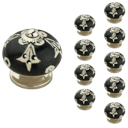 Black 1-3/5 in. Black & Cream Cabinet Knob (Pack of 10)