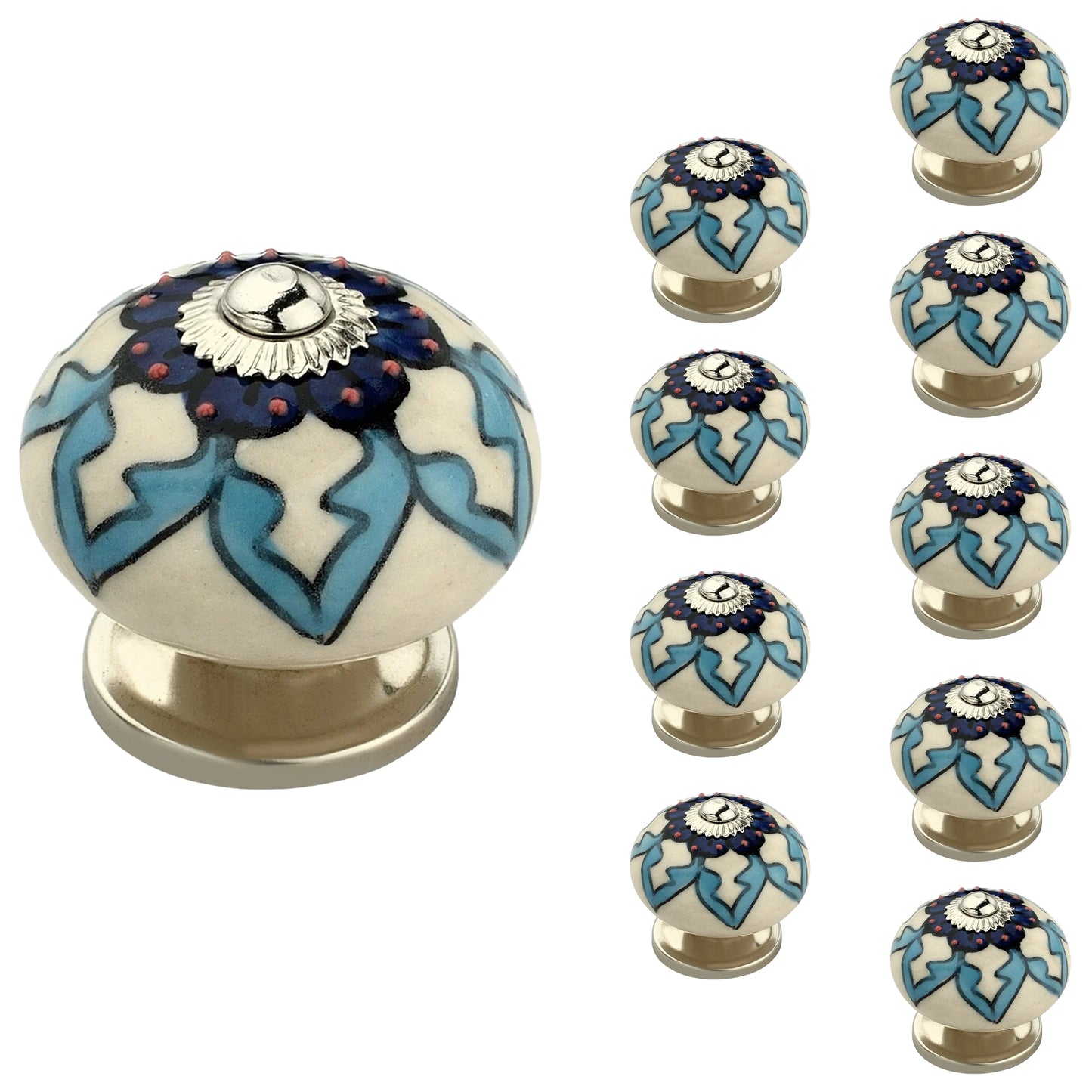 Mascot Hardware Blue & Green 1-31/50 in. Cabinet Knob (Pack of 10)