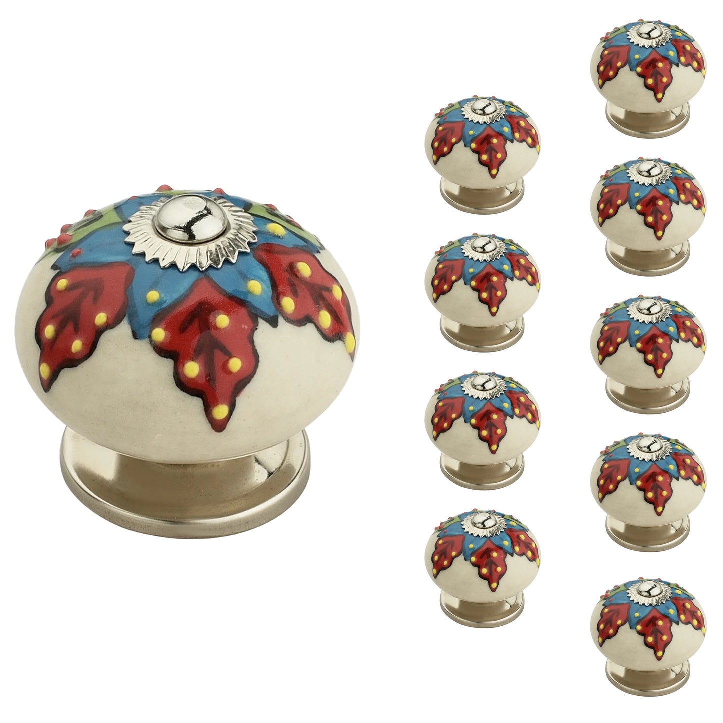 Decent 1-3/5 in. White & Multicolor Cabinet Knob (Pack of 10)